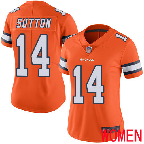 Women Denver Broncos #14 Courtland Sutton Limited Orange Rush Vapor Untouchable Football NFL Jersey